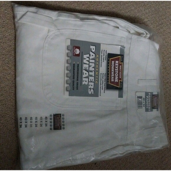Keystone Painter Pants VTG  Workwear White Color Wide Tool Pockets, 40x34 - Picture 13 of 13